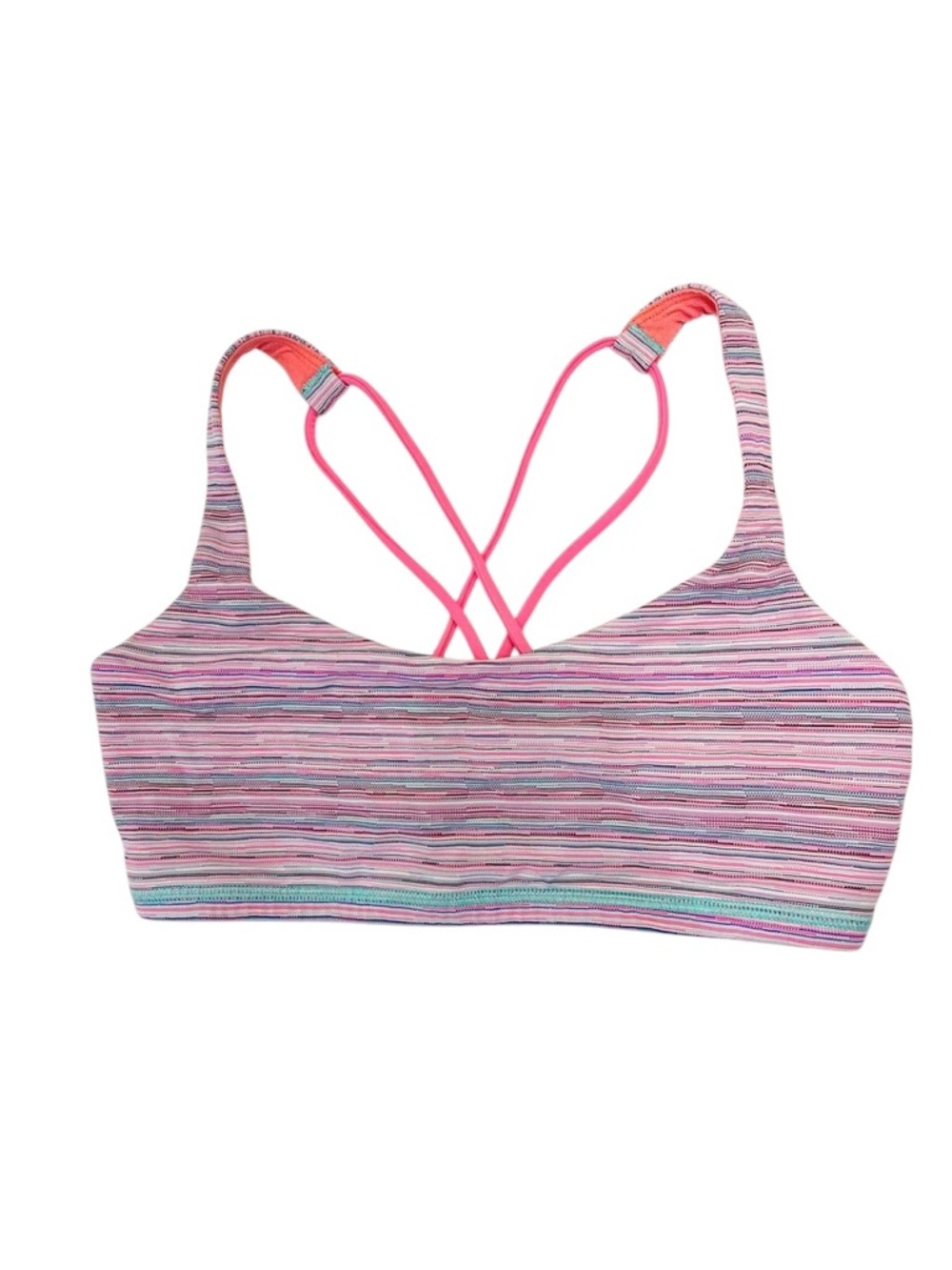 Lululemon Striped Pink Multicolor Sports Bra with Crisscross Back size 4